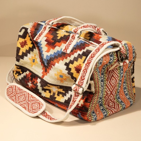 Handmade Aztec Tribal Western Navajo Large Travel Tote Bag - Picture 6 of 9